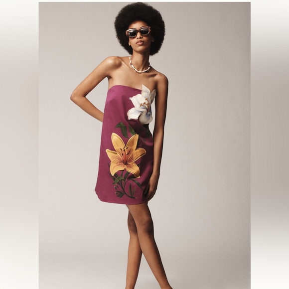 Farm Rio x Anthropologie Strapless 3D Floral Mini Dress - Picture 2 of 16